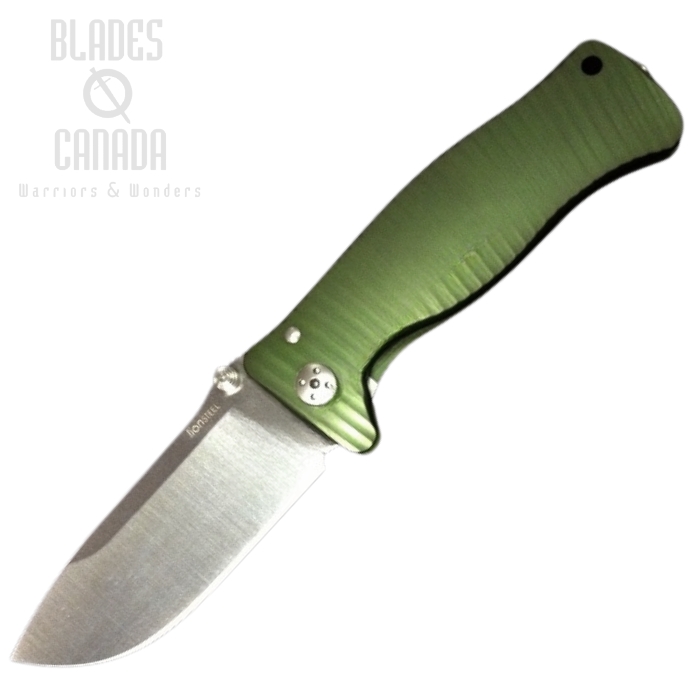 Lion Steel SR1A GS Molletta Framelocck Folding Knife, D2 Satin, Aluminum Green